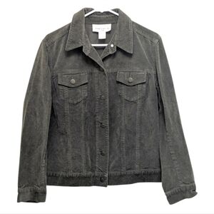 Jones Wear Sport Vintage Corduroy Trucker Jacket Olive Gray Grunge 12 Y2K